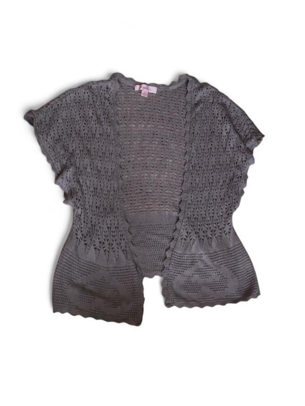 Xhilaration Gray Open-Knit Short Sleeve Cardigan